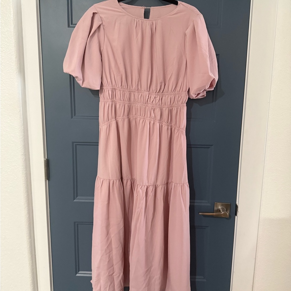 Elegant Pink Midi Dress